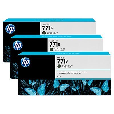 HP 771B 775ml Ink 3 Pack Matte Black