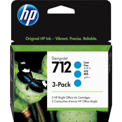HP 712 29ml Ink - 3 Pack Cyan
